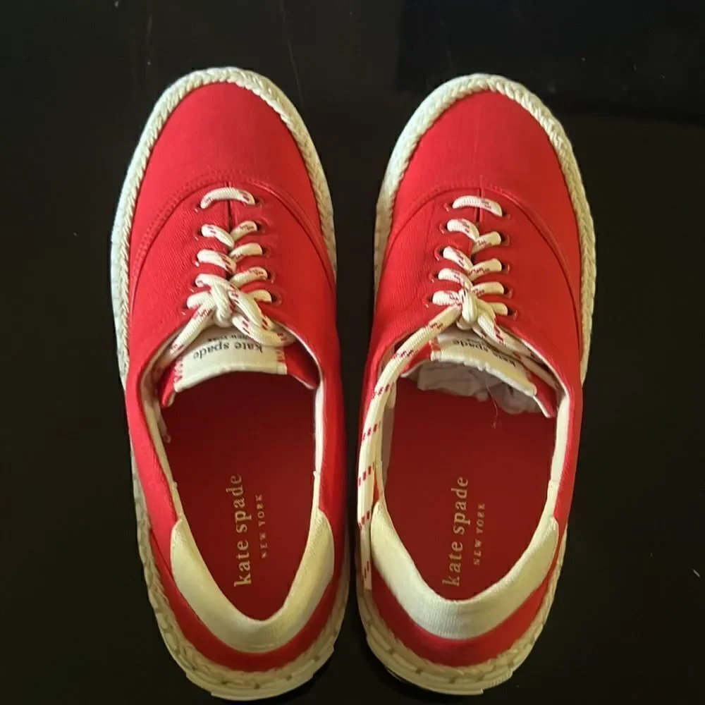 KATE SPADE espadrille lace sneakers coral rose 7.5